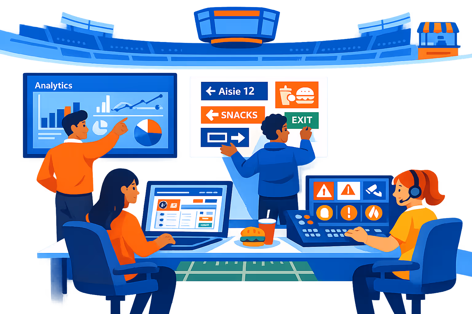 Arena and stadium digital signage planning session with Disign