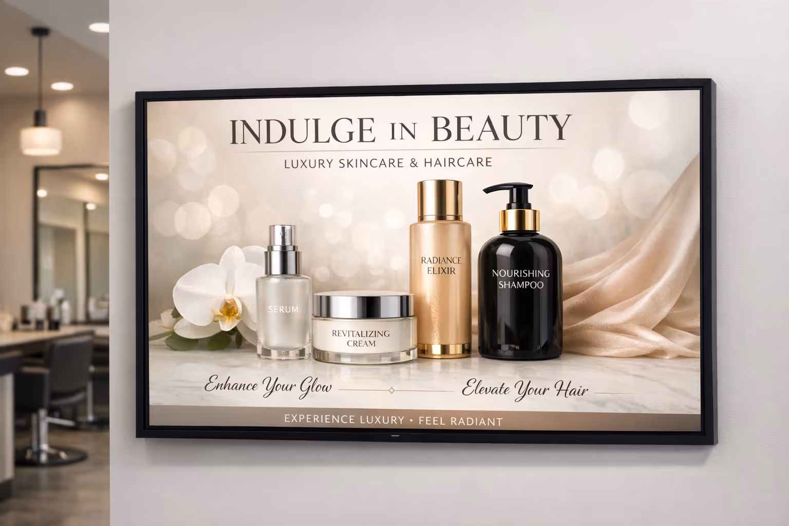 Beauty industry digital signage on salon and spa screens powered by Disign
