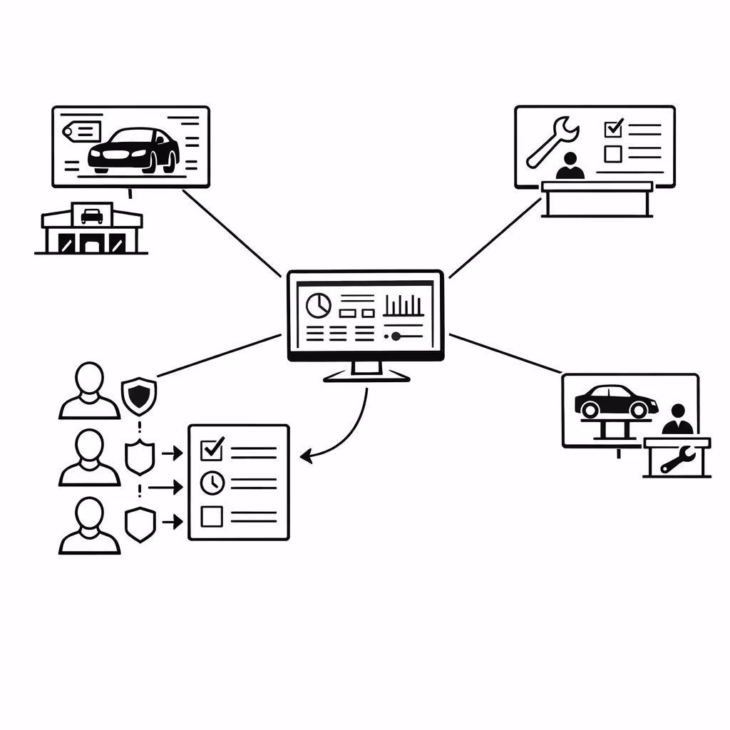Role based permissions for car dealership digital signage content management in Disign