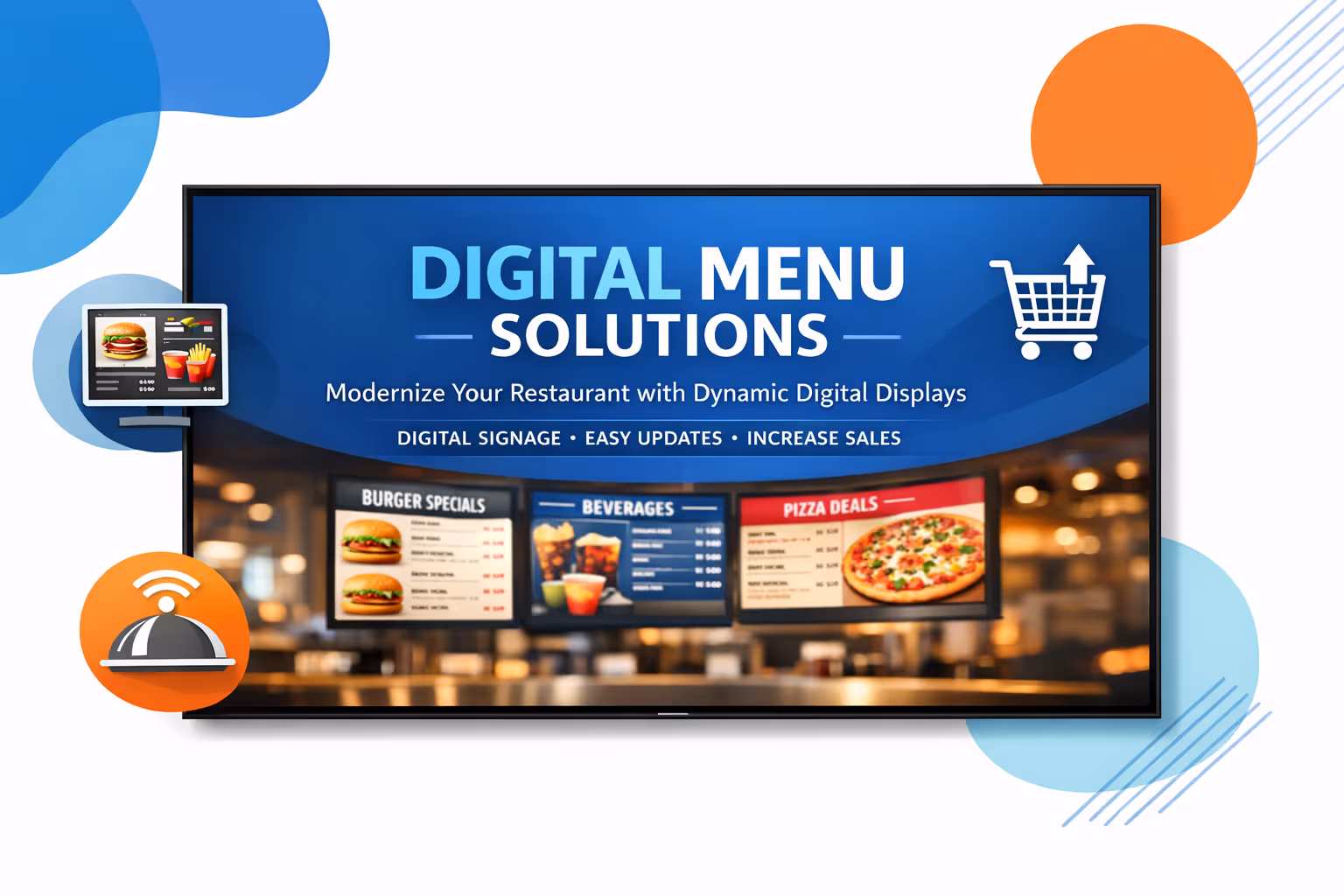 Digital menu digital signage display powered by Disign in a restaurant