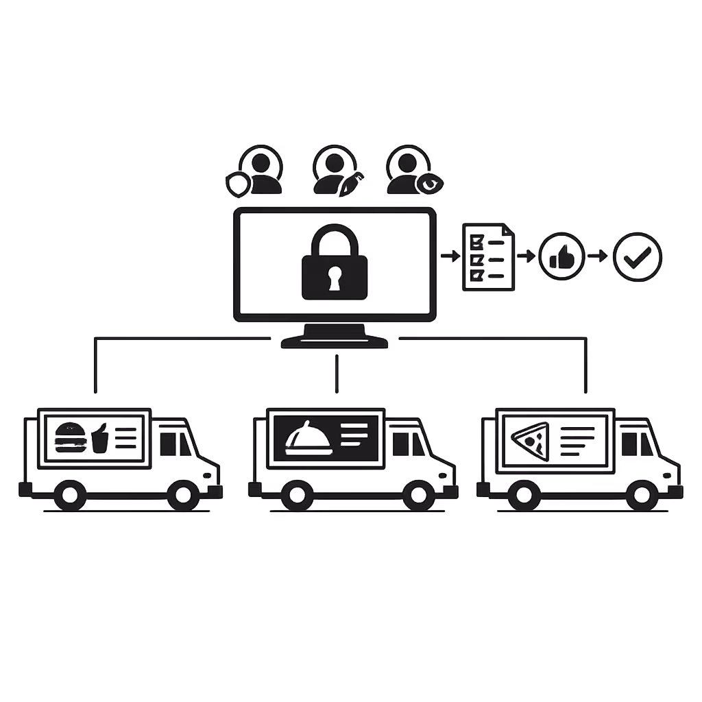 Permissions and approvals for food truck digital signage managed in Disign