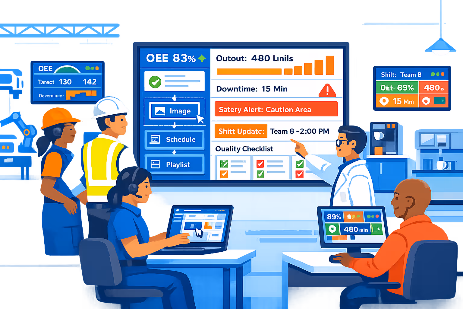 Disign manufacturing digital signage demo and rollout planning