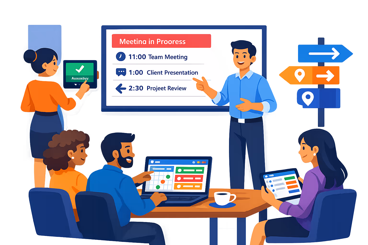 Disign meeting and conference room digital signage setup for room booking and schedules