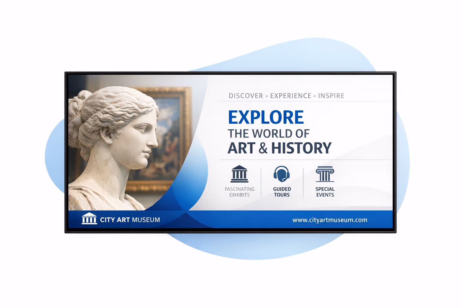 Museum digital signage dashboard showing scheduling, screen groups, and device monitoring