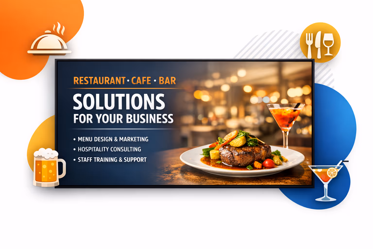 Restaurant, cafe and bar digital signage screens powered by Disign