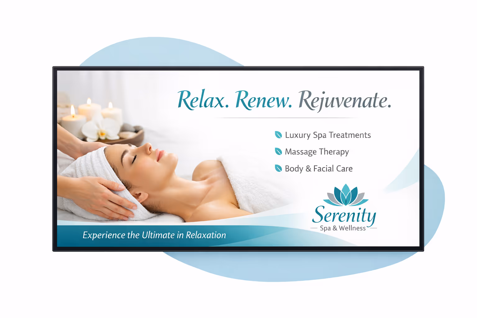 Spa digital signage scheduling dashboard for multi location content management