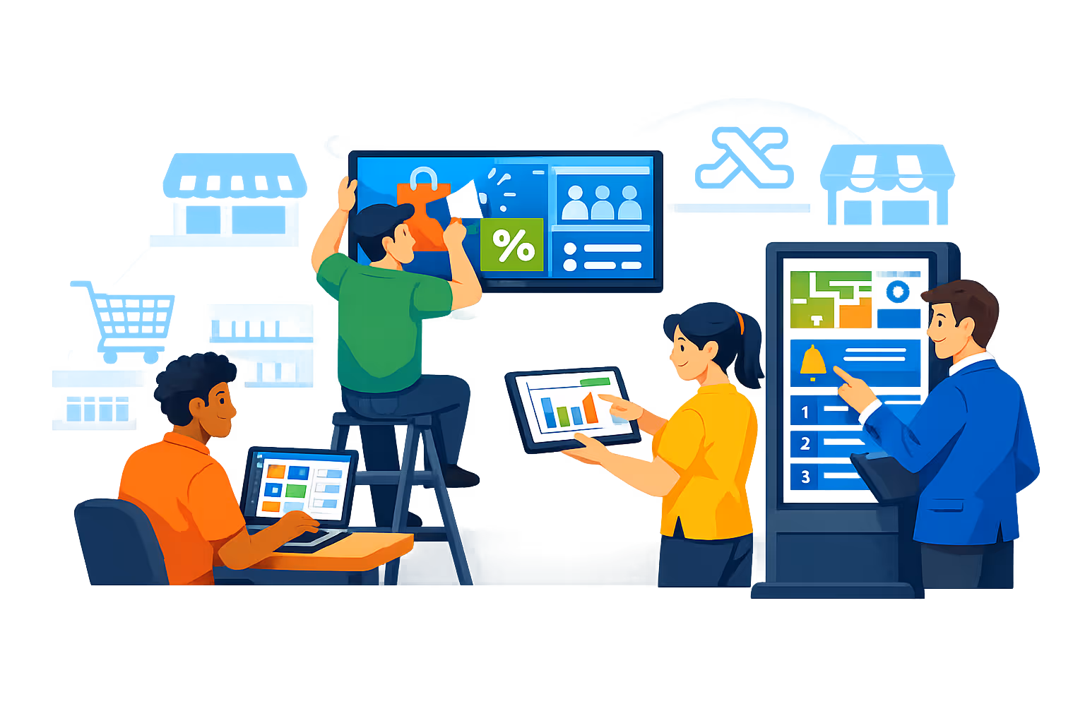 Disign team helping deploy supermarket and shopping mall digital signage
