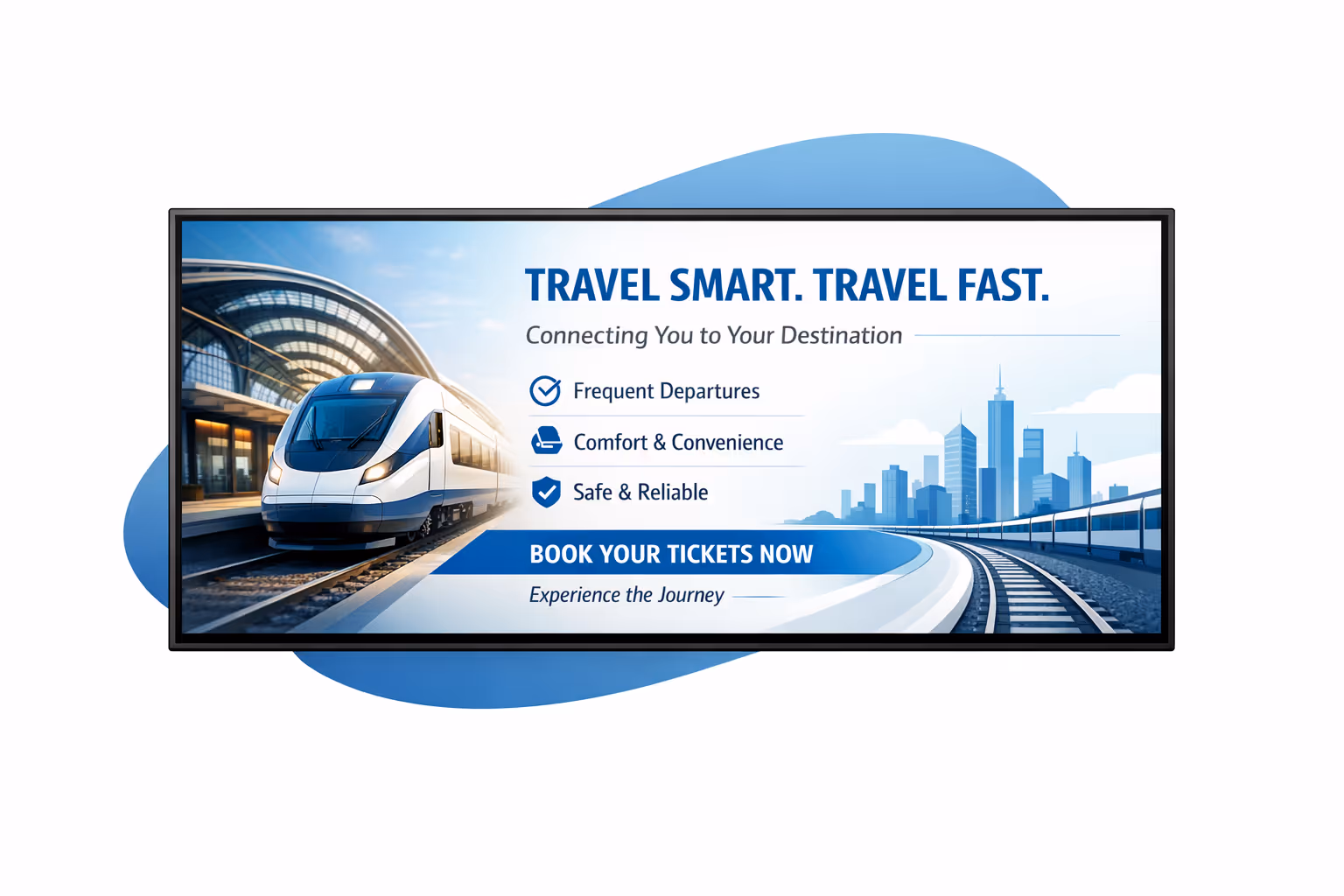 Train station digital signage dashboard for scheduling passenger information across multiple screens