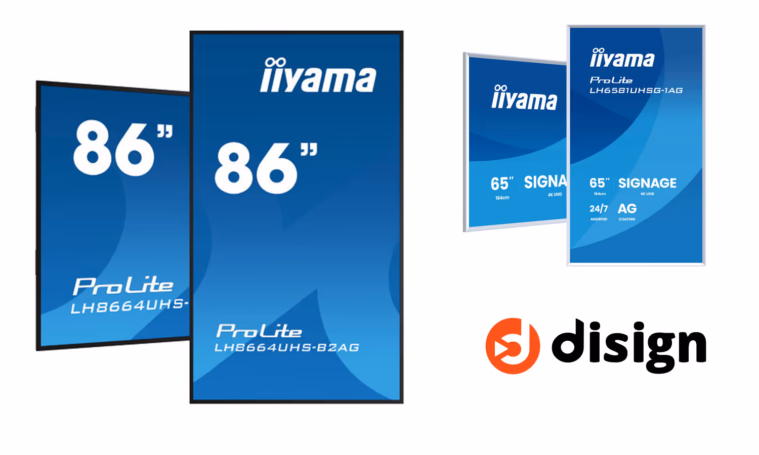 Display de sinalização digital iiyama rodando conteúdo gerenciado com o Disign